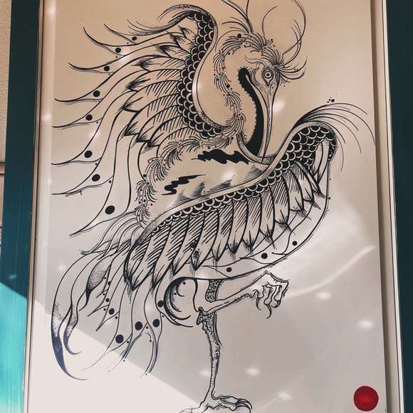 Elegant Black and White Crane Art - Picture 1 of 3